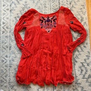 Embroidered Red free people dress